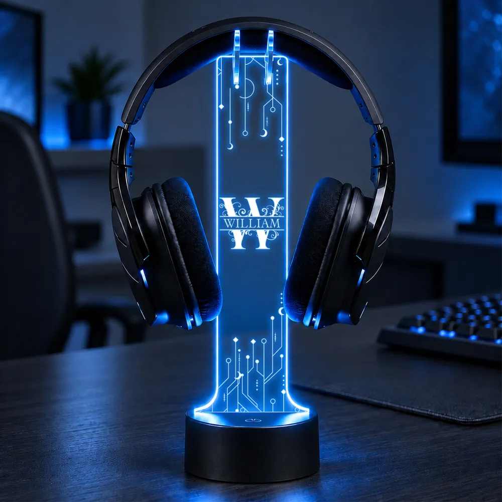 Complete personalized LED headphone stand with headphones